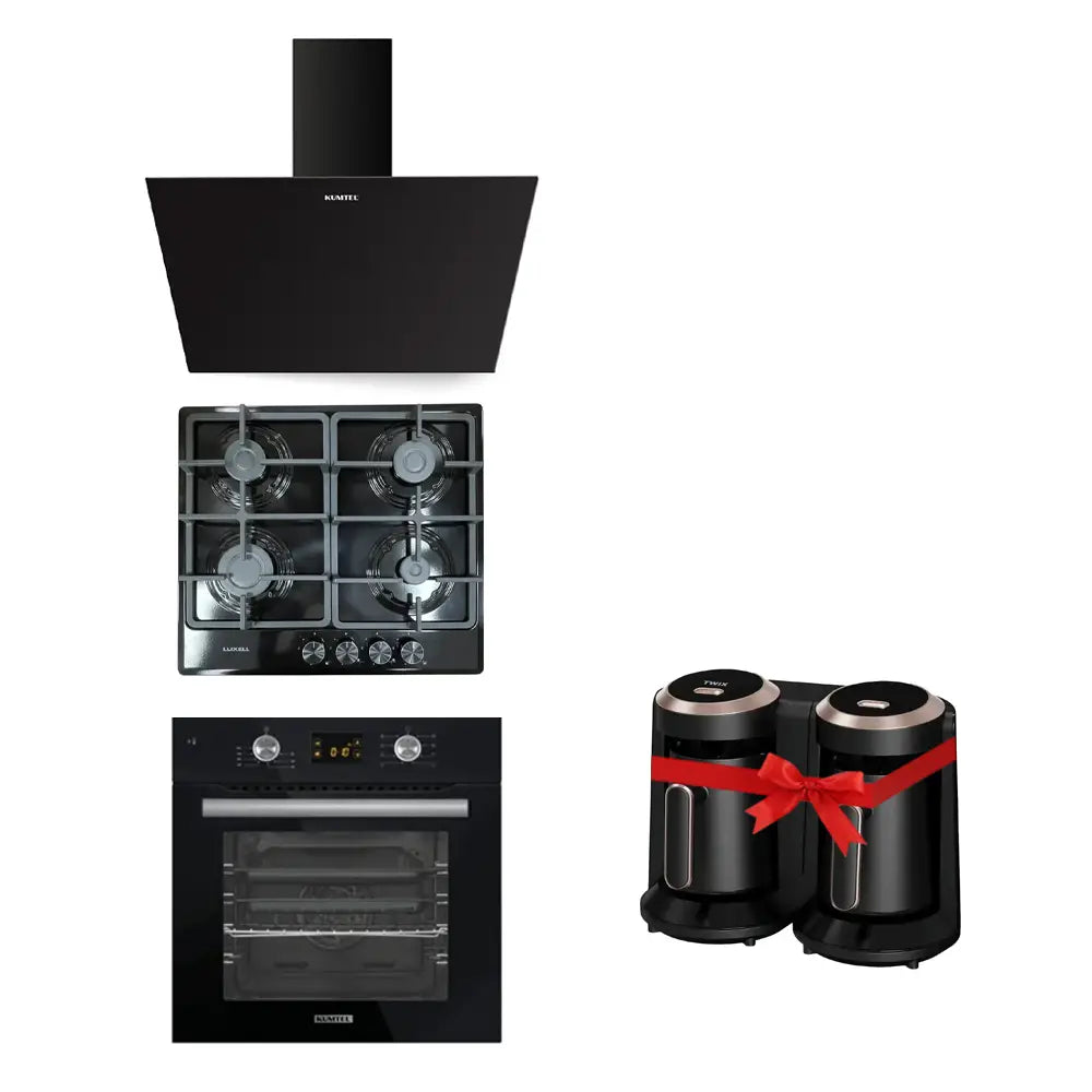 KUMTEL Built-In Black Oven 56L with Convection & Grill