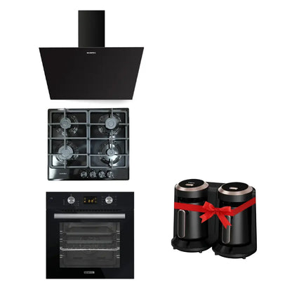 KUMTEL Built-In Black Oven 56L with Convection & Grill