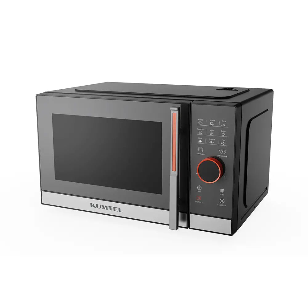 KUMTEL 23L Gray Microwave Oven with Grill and Touch Control