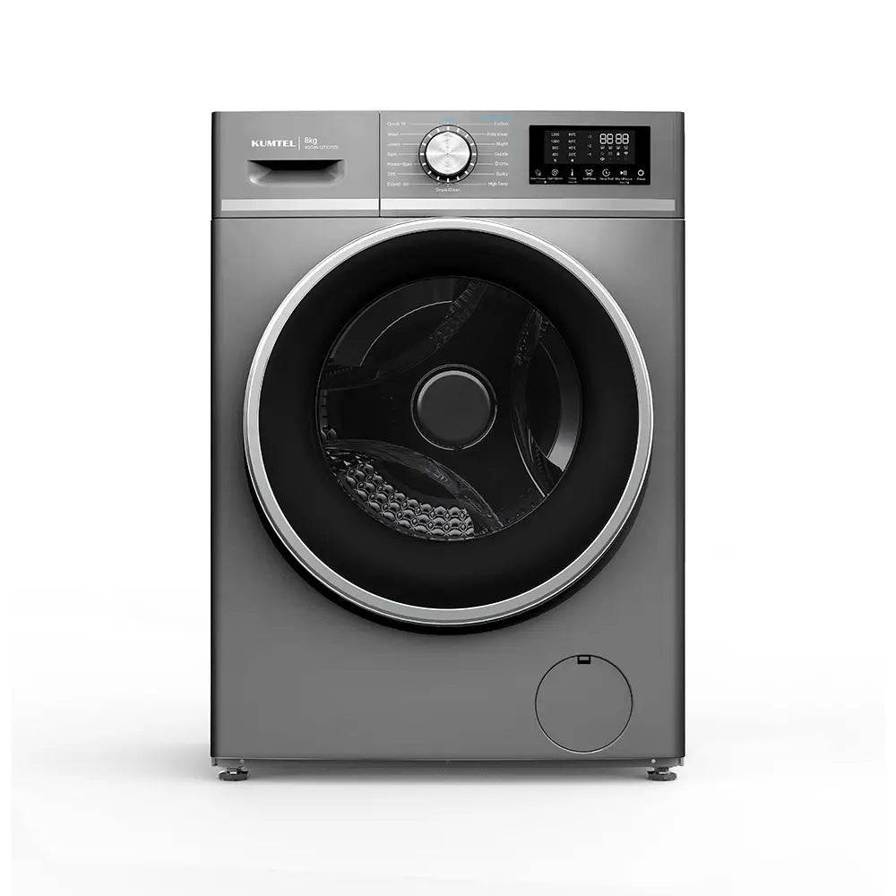 Kumtel 8kg Front Load Washing Machine, 1200 RPM Spin Silver