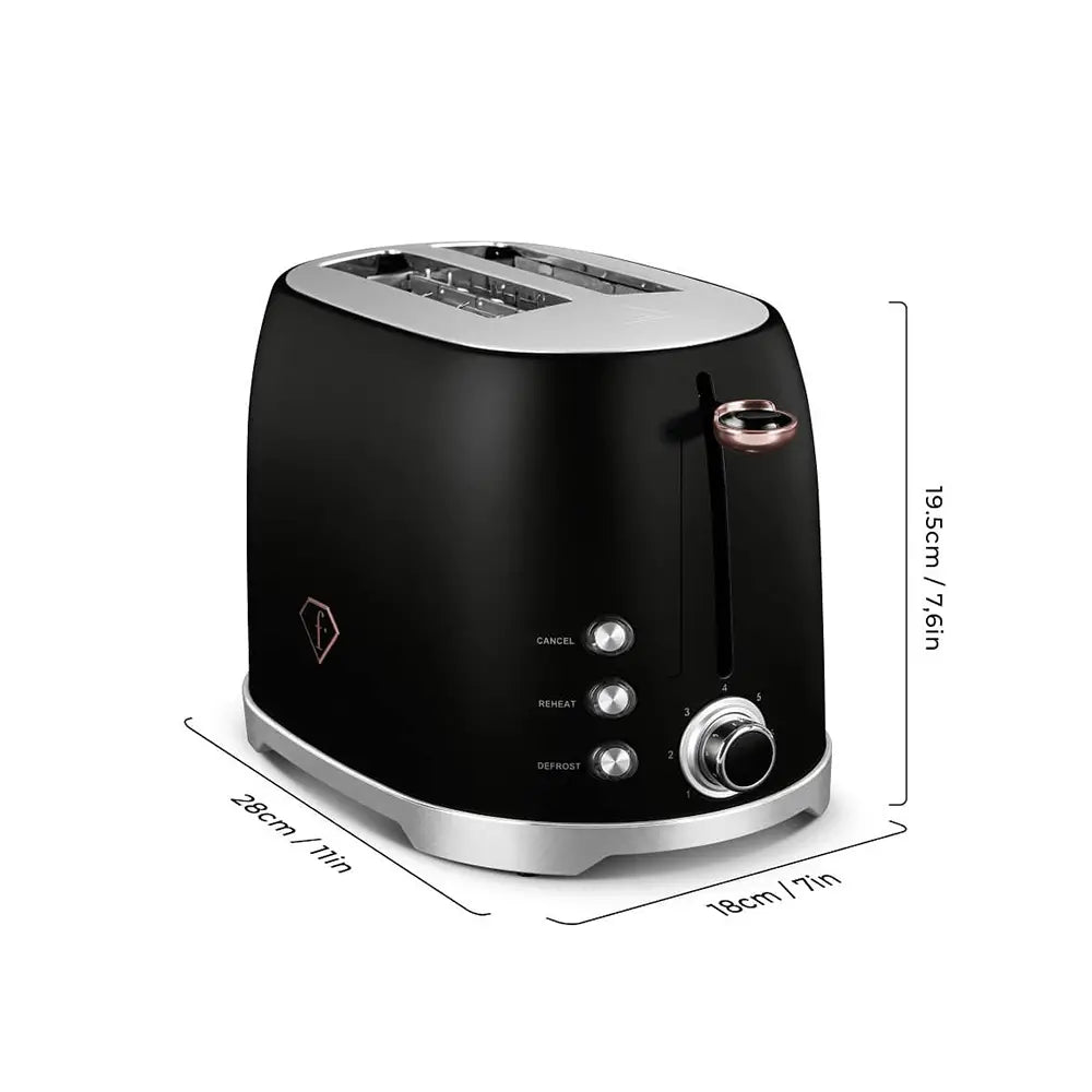 Fashion FTV-0111 Black Rose Gold Stainless Steel Toaster