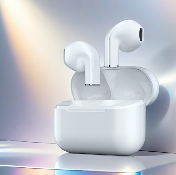 White Wireless Earbuds – Minimalist Glossy Charging Case