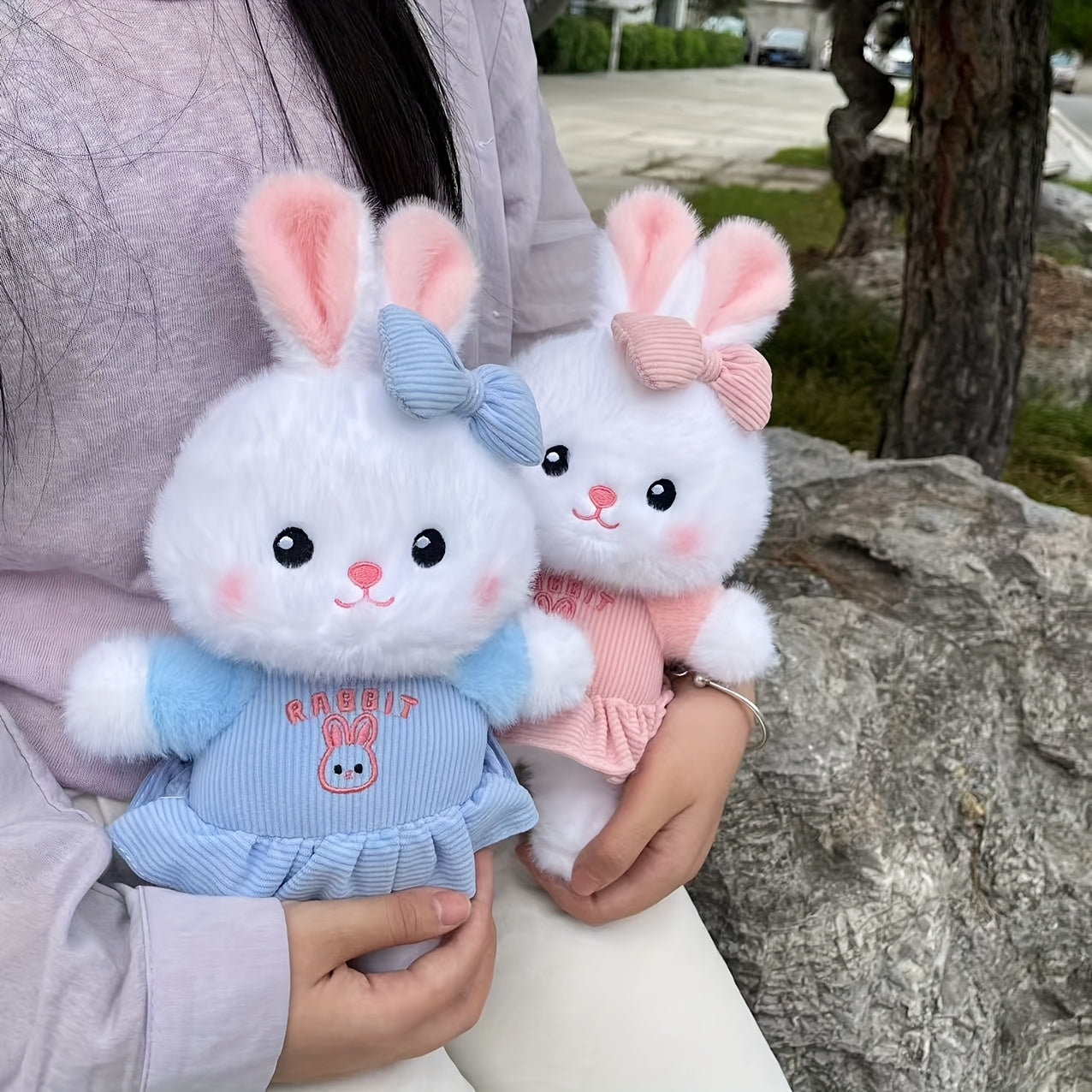 28cm/11.02in Rabbit Plush Colorful Rabbit Doll Cute Bunny Plush Rabbit Doll Toy Creative Cartoon Cute Rabbit Plush Doll Valentine's Day Birthday Gift Christmas Gift