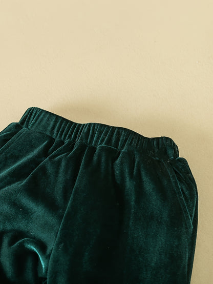 3pcs Boys' Gentleman Suit Set, Knitted Polyester, Solid Color, Slight Stretch, Regular Fit, with Long Sleeve Shirt, Bow Tie, Velvet Vest, and Pants, for Special Occasions - Party Outfit for Ages 12 and Under