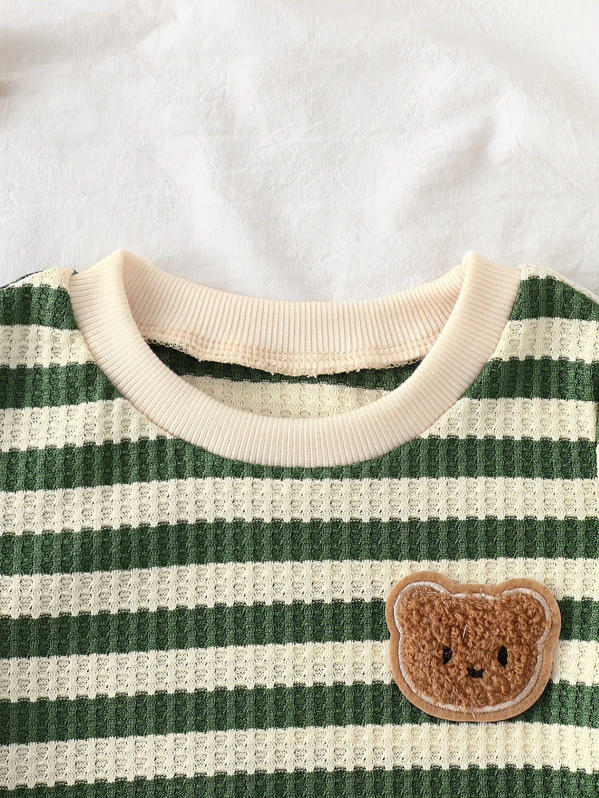 Baby Summer Striped Red White Set with Bear Plush Shorts - ayq