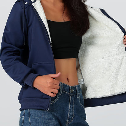 Women'S Heavyweight Winter Jacket - Thermal Insulated Cold Weather Coat with Full-Zip Closure, Large Front Pockets - Purple Outerwear for Everyday & Formal Events - Non-Stretchy Polyester Fabric - Easy-Care Ladies Outerwear,