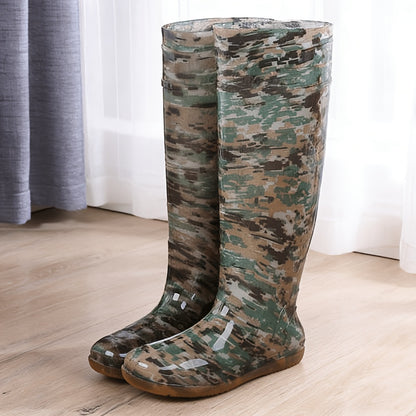 Unisex High-Top PVC Rain Boots with Durable Sole for Outdoor Use