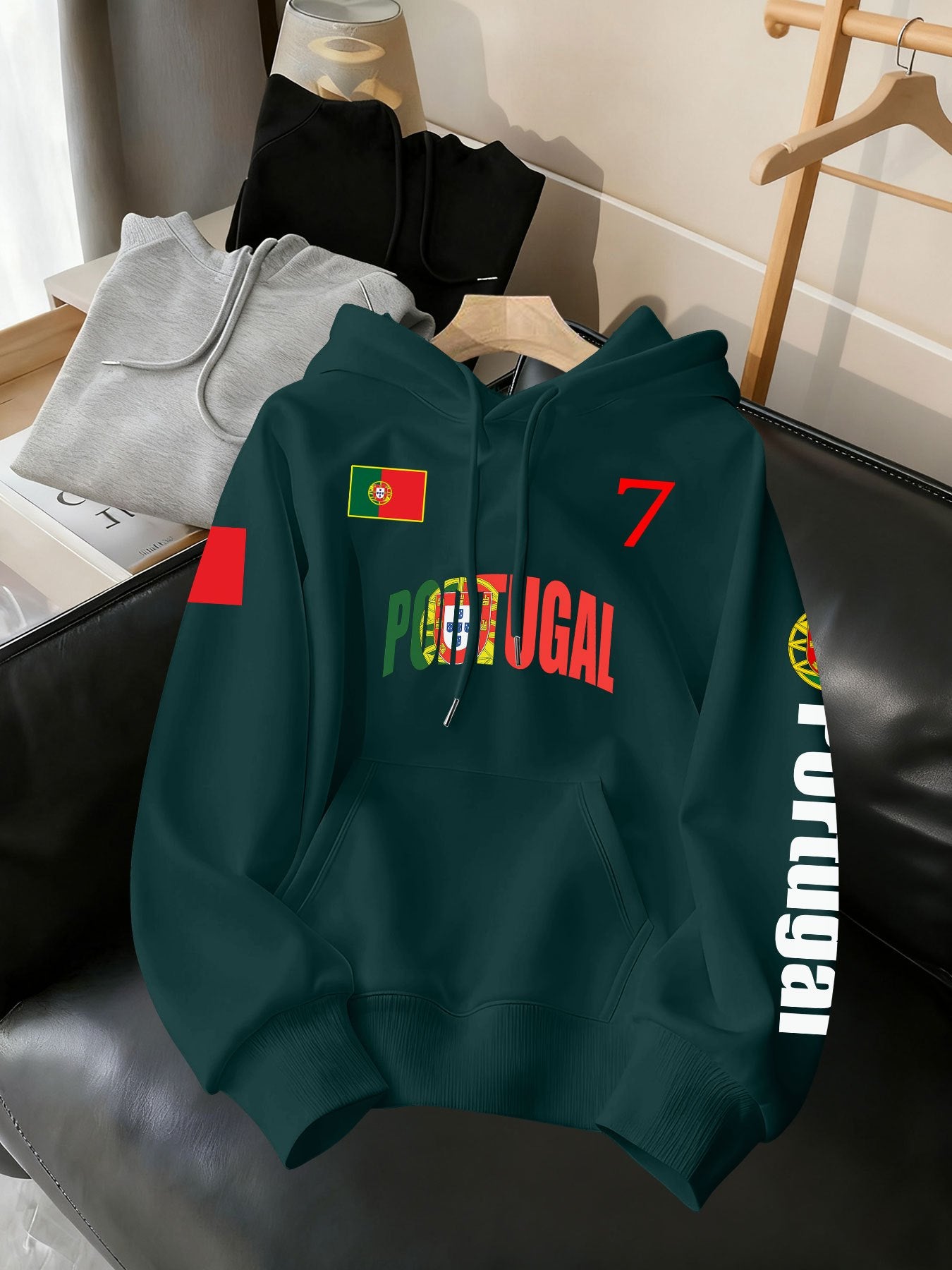 Men's Portugal Number 7 Hooded Sweatshirt Casual Polyester Hoodie