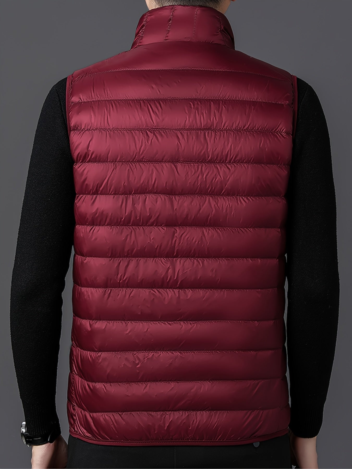 Men's Fashion Solid Color Single Vest, Youth Outdoor Sports Casual Jacket, Men's Spring Autumn Thin Stand Collar Cardigan Vest - ayq