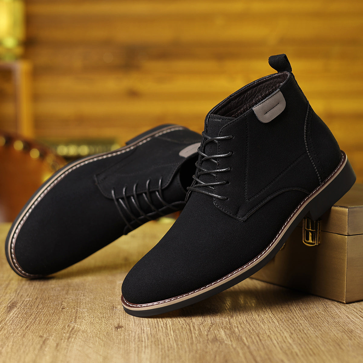 Vintage Men’s Chukka Boots Short Lace-Up Casual Formal Shoes
