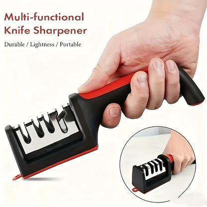 Multi-functional Four-stage Sharpening Stone Sharpener, Ideal for Quickly and Easily Sharpening Dull Knives. Ceramic Sharpening Stone - Easy to Hang, Kitchen Essential, Summer Home Essential, Mother's Day Gift