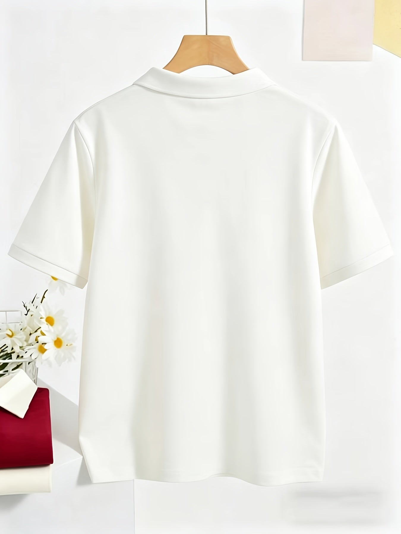Women's Casual Loose-Fit Polo T-Shirt in Solid Colors