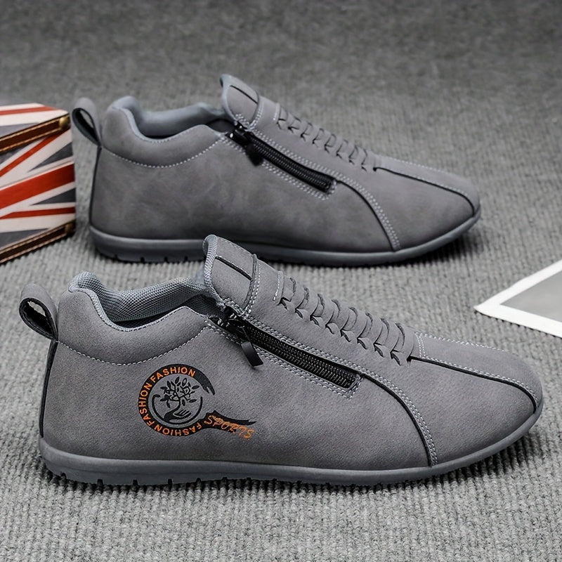 New Lightweight Casual Sneakers for Men, Stylish Zip-Up Skate Shoes Ideal for Outdoor Walking And Street Fashion - ayq