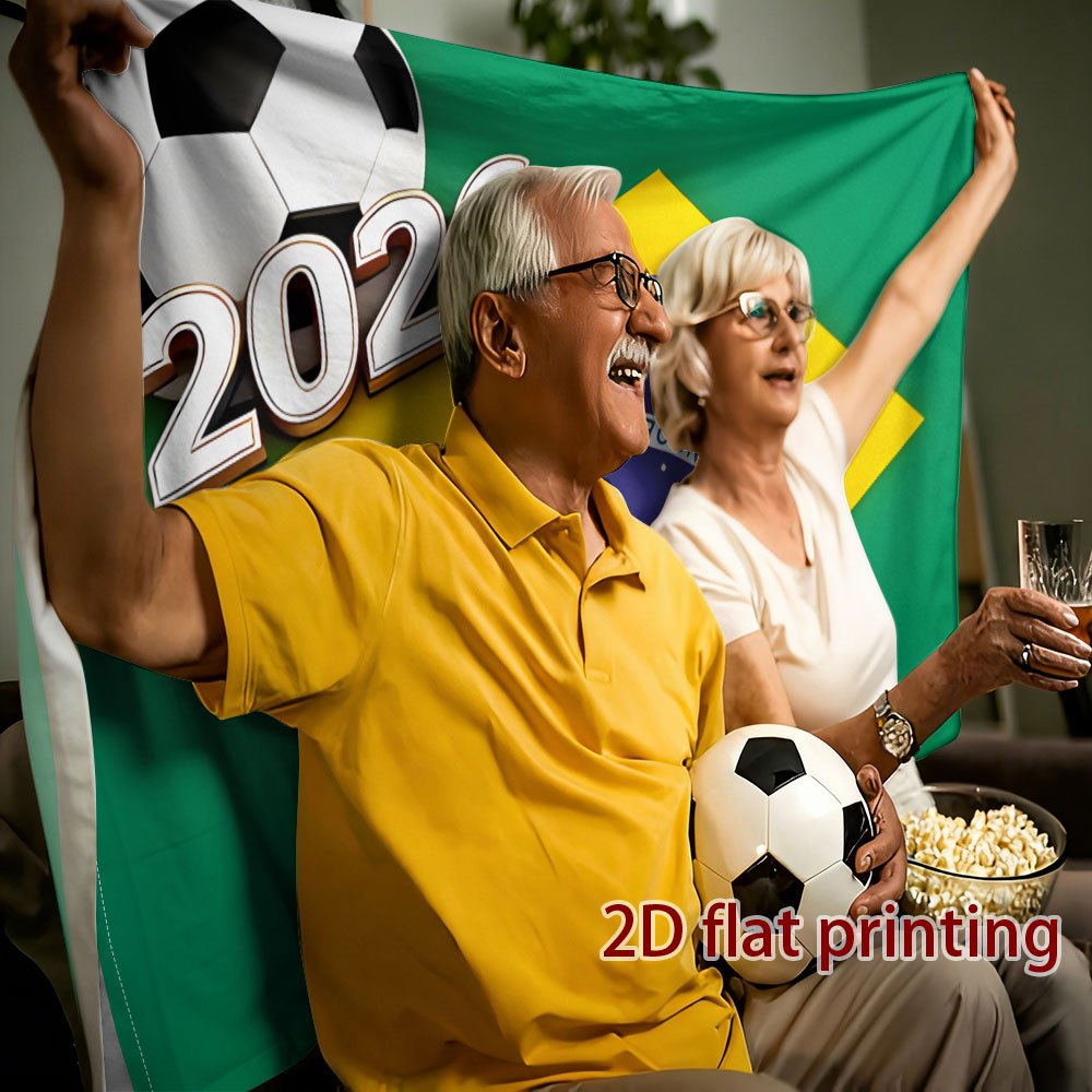 3-Color Football Fan Support Flag - Green Yellow Blue Polyester