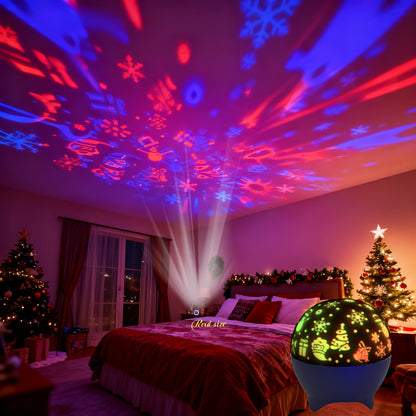 2-in-1 USB-Powered Night Light with RGB Sound Sensor & Dimmable Music Beats - USB-Powered Projection & Ambient Lighting, 5-Color RGB Night Light with Snowflake Effect