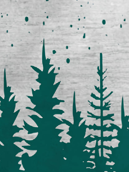 Men'S Plus Size Long Sleeve Henley Shirt with Forest & Deer Application, 100% Polyester Knit Fabric, Regular Fit Sporty & Party Top with Collared Neck and Slight Stretch - Printed Design