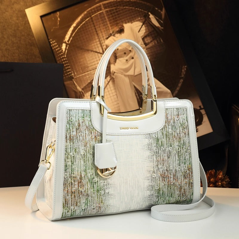 Elegant Split Leather Messenger Bag for Women with Adjustable Strap