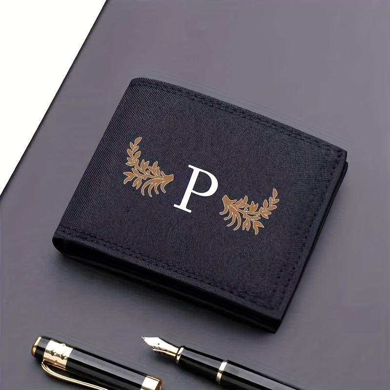 26 Letter Print Canvas Short Wallet - Open Bifold Wallet for Business and Casual Use, Perfect Gift for Men, Casual Wallet | Men's Wallet | Canvas Material
