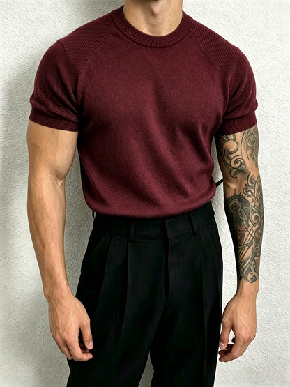 Men's Casual Summer Raglan Sleeve Knit Sweater, Lightweight Polyester