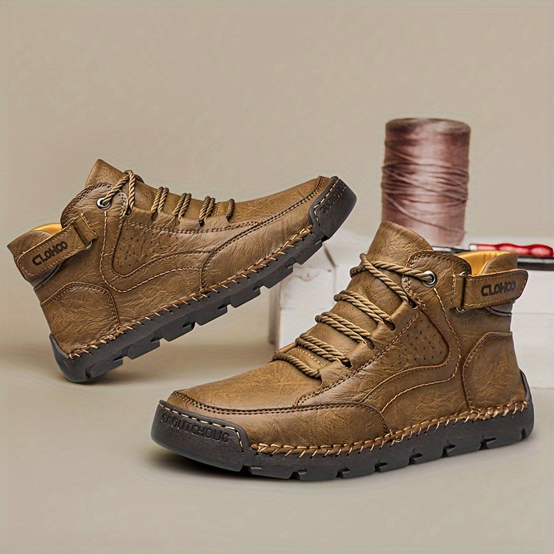 Men's Casual Lace-Up Ankle Boots with Rubber Sole