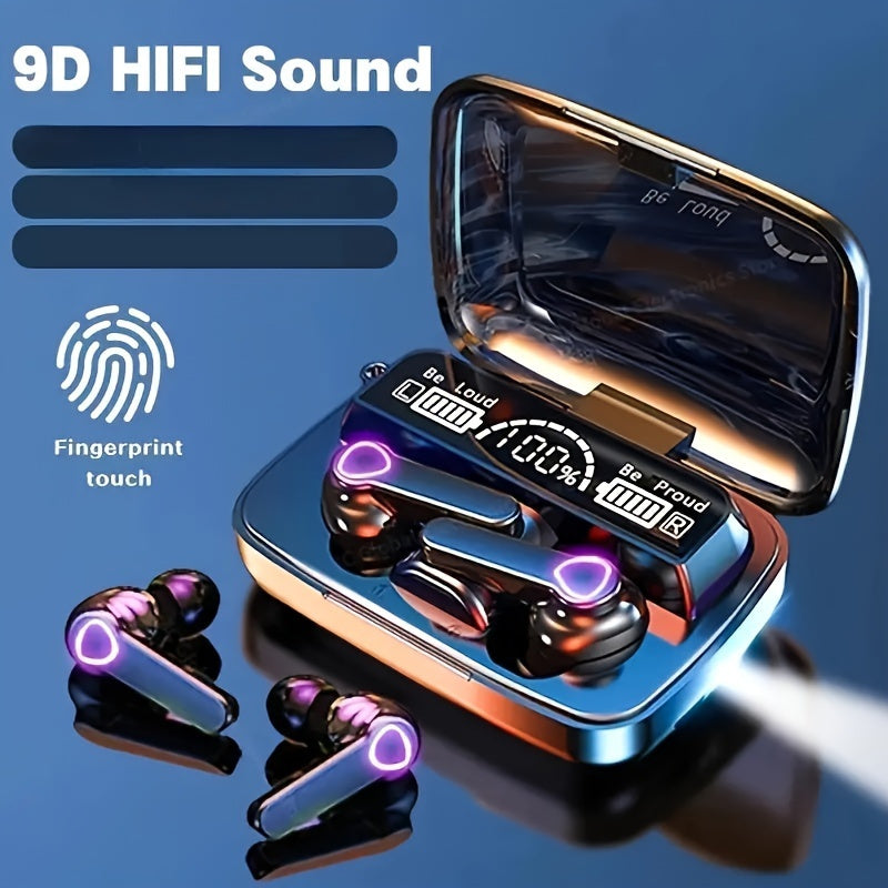 True Wireless In-Ear Headphones with LED Display, Noise Cancellation, Touch Controls, USB Charging, Lithium Battery - Rechargeable, Wireless, Volume Control, Wake-Up Motion Theater, Portable Headphone Case, Portable Headphone
