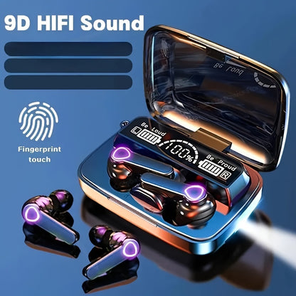 True Wireless In-Ear Headphones with LED Display, Noise Cancellation, Touch Controls, USB Charging, Lithium Battery - Rechargeable, Wireless, Volume Control, Wake-Up Motion Theater, Portable Headphone Case, Portable Headphone