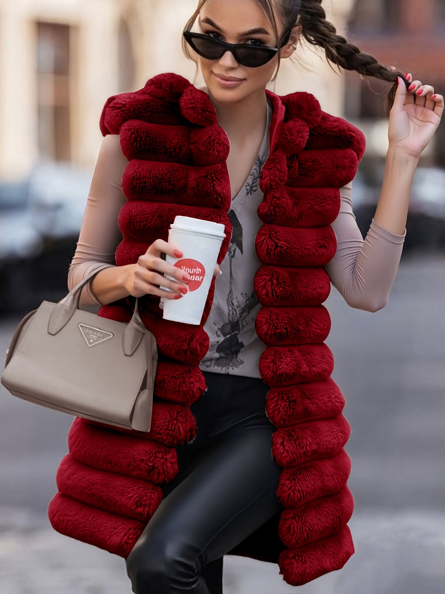 Women'S Cozy Faux Fur Hooded Vest - Sleeveless, Black, Casual Style, Perfect for Fall/Winter, Casual Winter Wear | Hooded Vest | Soft Texture Vest