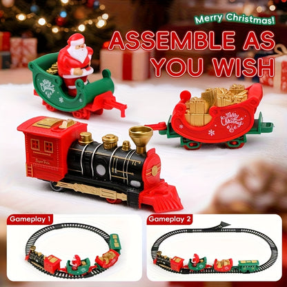 Electric Christmas Train Set | Hanging Christmas Tree Decoration, Indoor & Outdoor Use, Battery Powered, Weather Resistant, Suitable for Children, Red, Green - QWK Brand