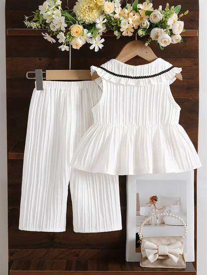 Girls' Sweet Summer Sleeveless Top & Long Pants Set