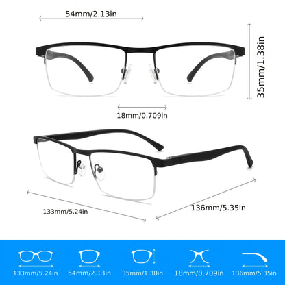 Unisex Semi-Rimless Photochromic Clear Lens Glasses, Stainless Steel