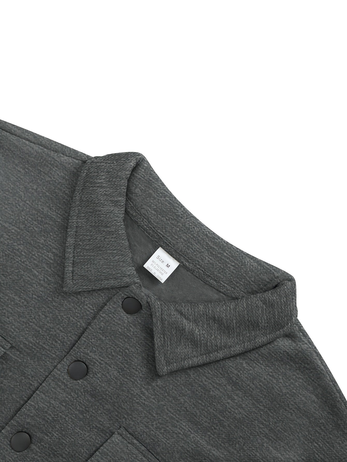 Men's Solid Color Lined Workwear Shirt Jacket with Snap Buttons