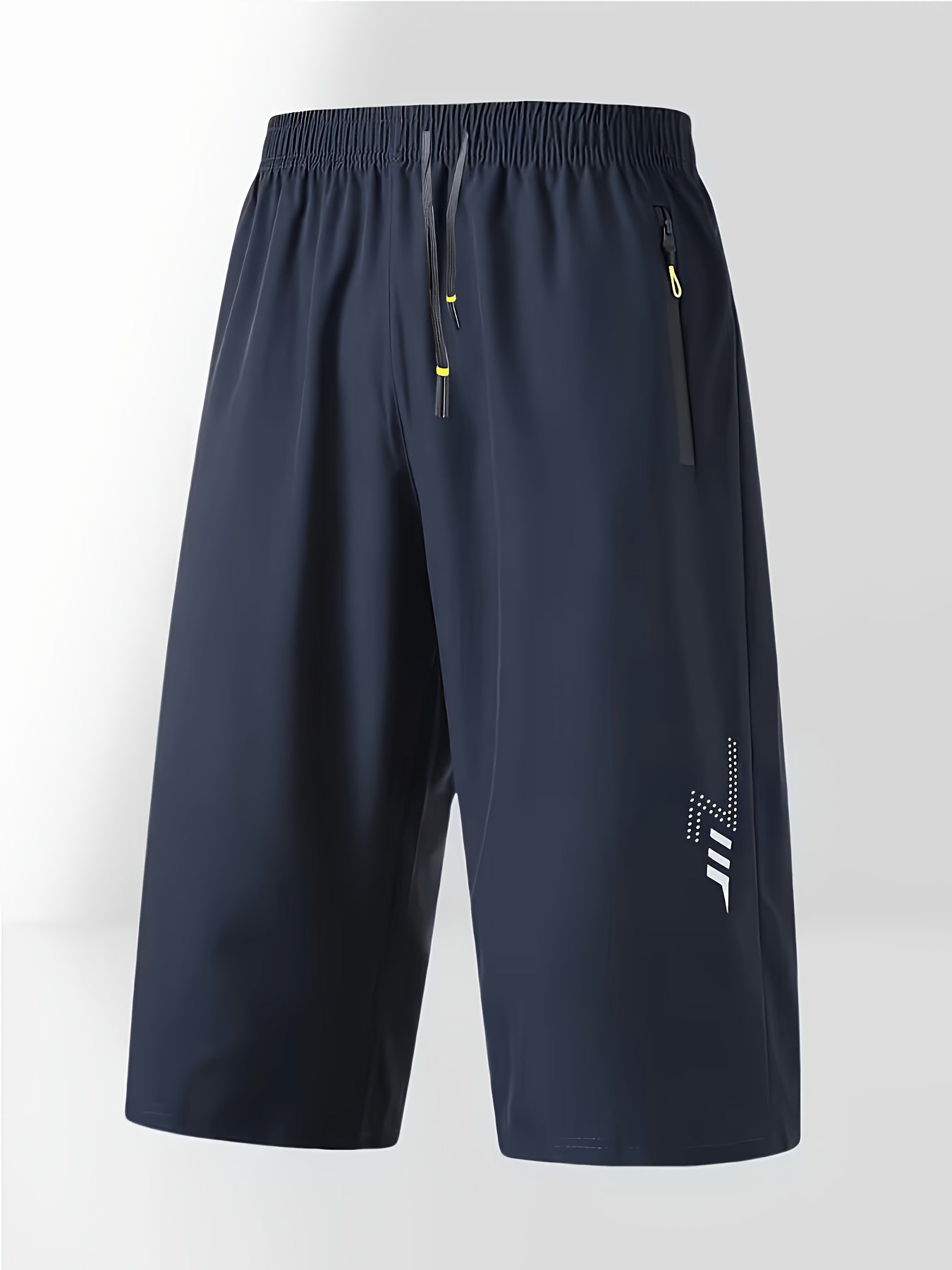 Men's Casual Capri Pants with Reflective Print, Breathable Summer Wear