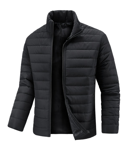 Men's Winter Stylish Padded Coat, Slim Fit Stand Collar Warm Jacket, Men's Plus Size -padded Padded Jacket