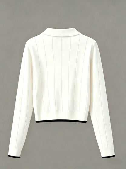 Women's Slim-Fit Long Sleeve Viscose Polo Top for Spring/Fall