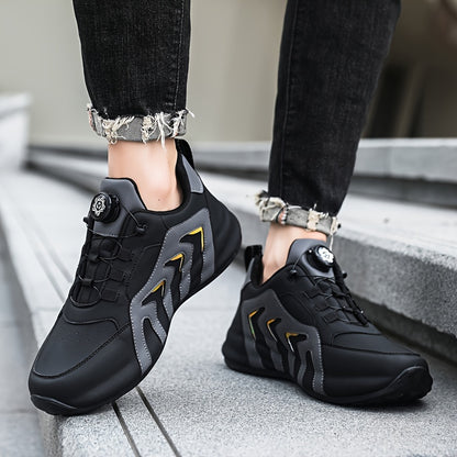 Men's Striped Casual Shoes Rotary Buckle Comfy Durable Outdoor Jogging Hiking Fishing, All Seasons
