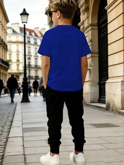 Boys' Summer Geometric Print Short Sleeve Top & Pants Set