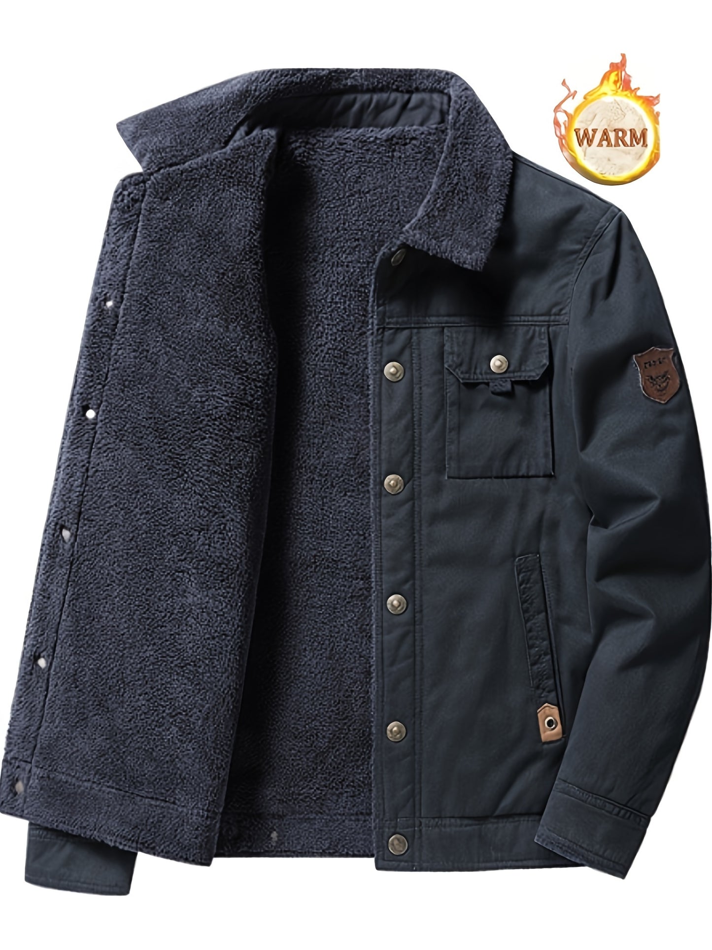 Men's High-End Fashion Casual Versatile Fleece-Lined Thickened Windproof Warm Hooded Winter Jacket