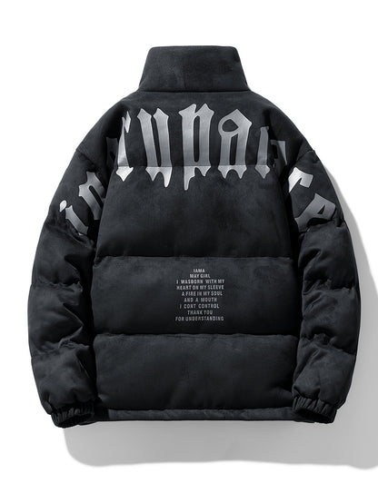 779 Men's Fashion Casual Trendy Thickened Winter Personality Letter Warm Jacket