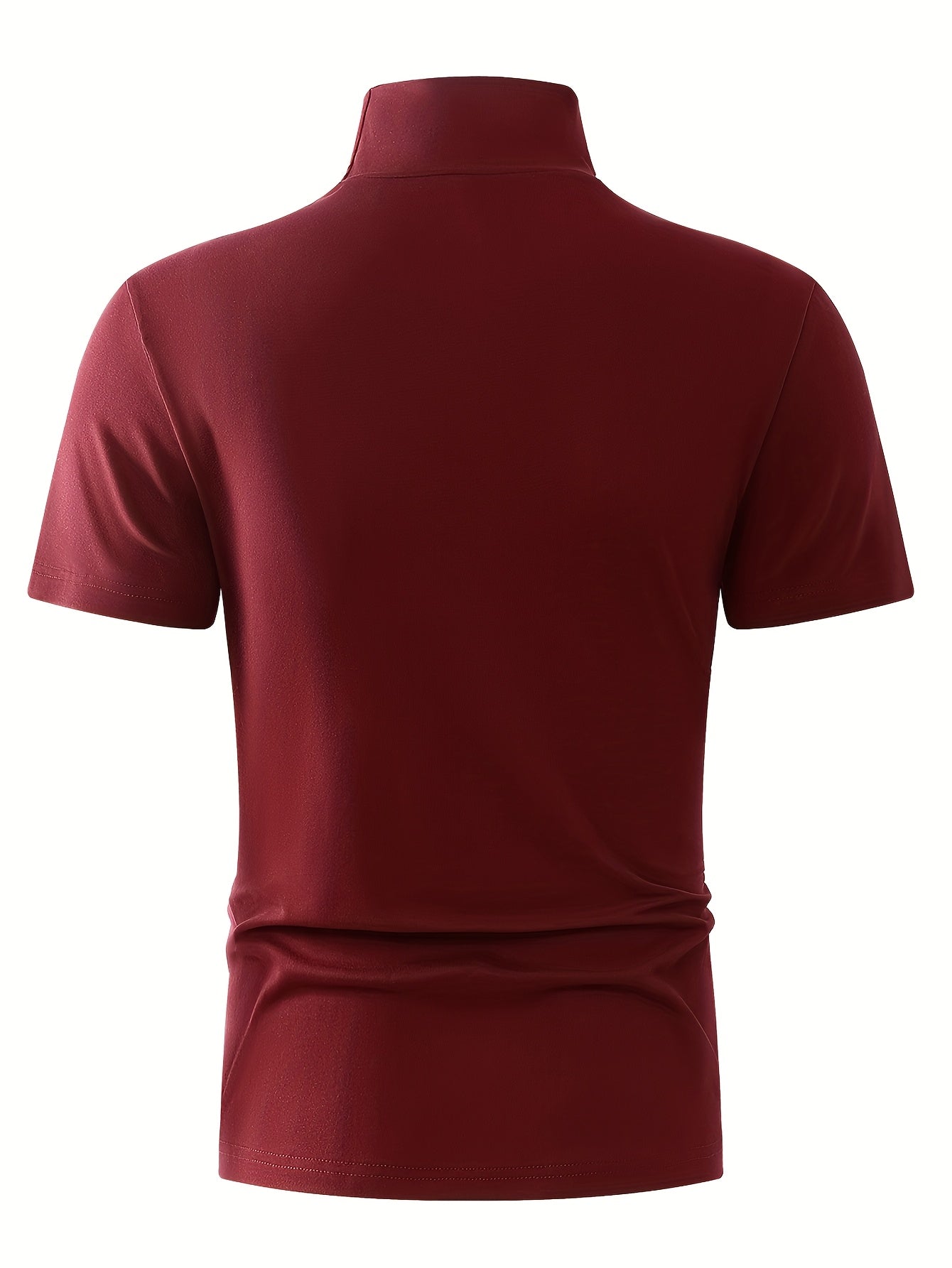 Men's Summer New Basic Solid Color Fashion Simple High-End Casual Sport Comfortable High-Neck Short-Sleeve Top - ayq