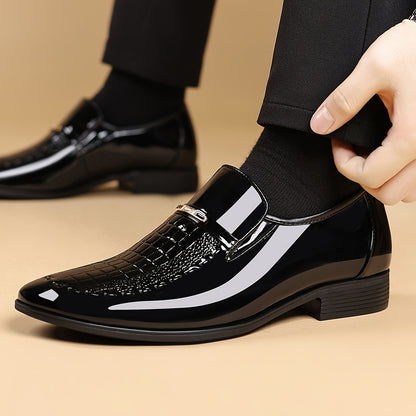 Men's Crocodile-Pattern Slip-On Dress Shoes for Office & Party