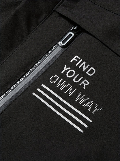 Men'S Stylish Black Hooded Windbreaker Jacket with Zipper Pockets - Casual, Loose Fit, Long Sleeve, Polyester Lining, Perfect for Spring and Fall, Casual Wear Jacket|Hooded Jacket|Zippered Jacke