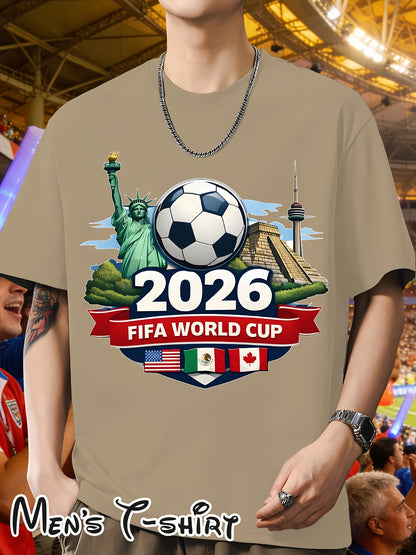 Men's 2026 World Cup Casual Landmark Print Polyester T-Shirt