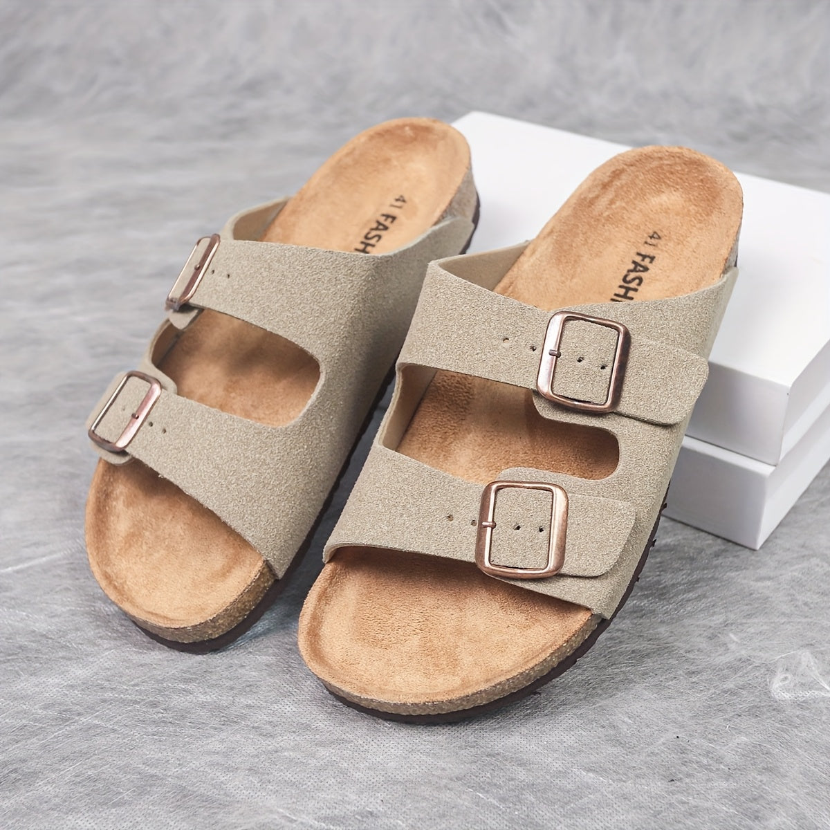 Men's Retro Adjustable Buckle Slippers with Mid-Thick Sole