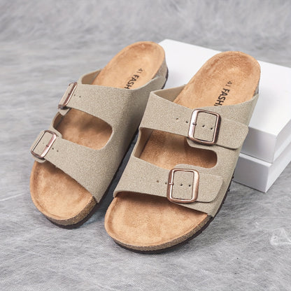 Men's Retro Adjustable Buckle Slippers with Mid-Thick Sole