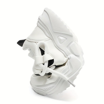 Men's Breathable Sneakers in White - Casual  Sporty Lace-Up Running Shoes with EVA Sole