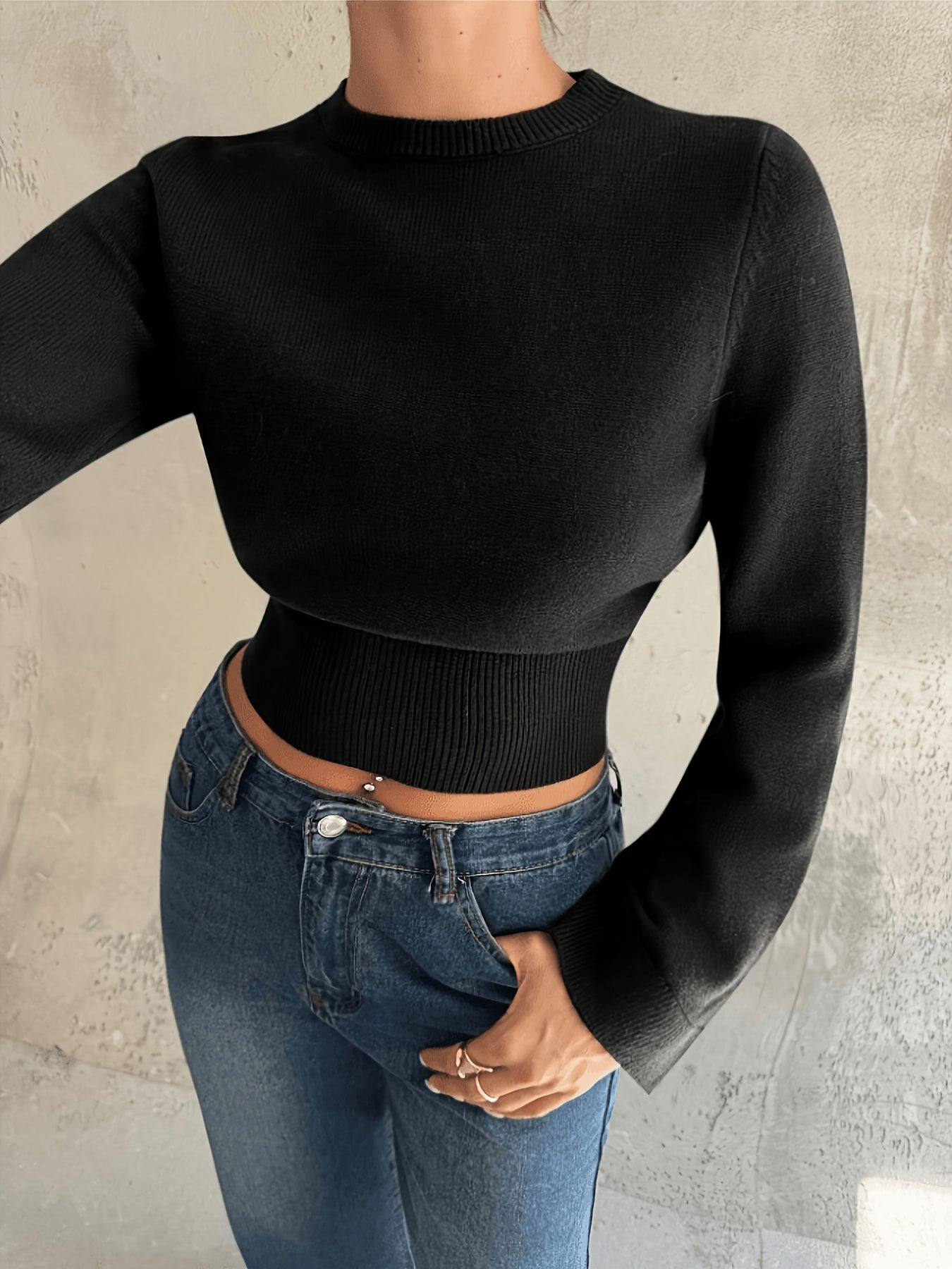 Women's Autumn Elegant Crew Neck Slim Fit Sweater