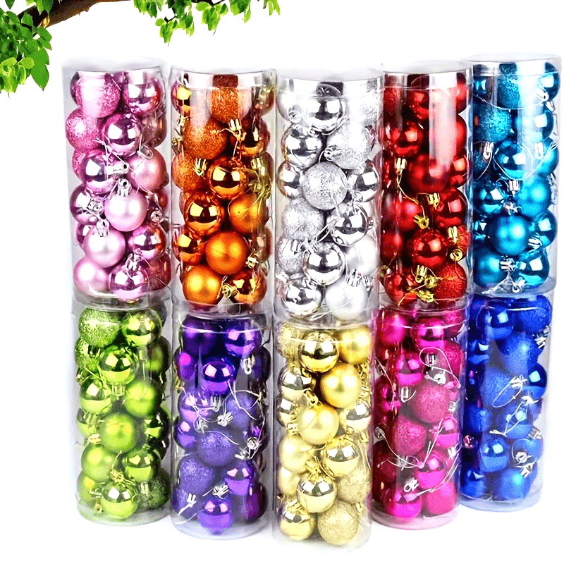 Fei Rui 24pcs Classic Mini Christmas Ball Ornaments, Shatterproof Plastic Hanging Decorations for Holiday, Wedding, Party - Versatile for Christmas, Hanukkah, Easter, Thanksgiving, Halloween Decor