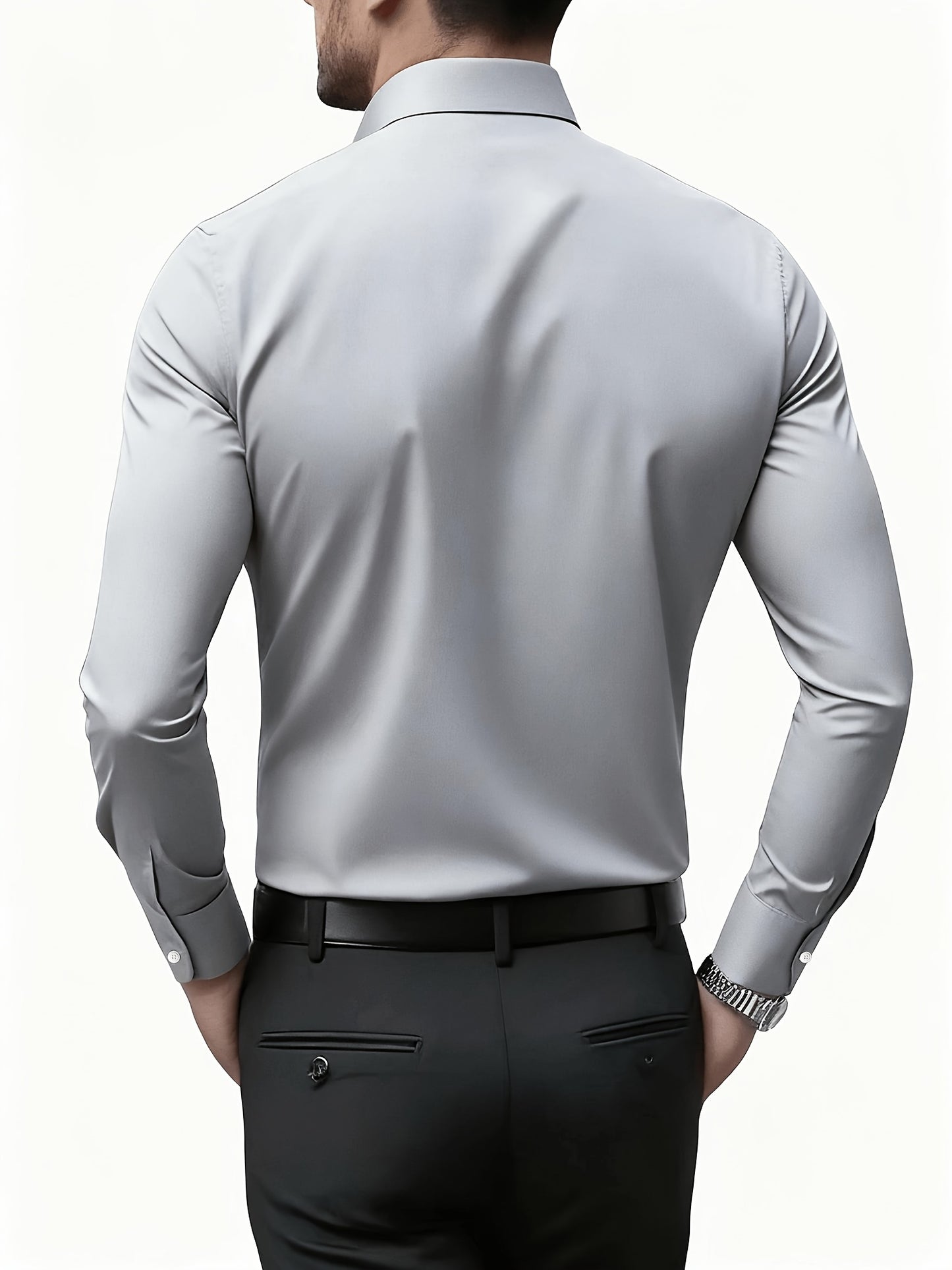 Men's Slim Fit 2-Piece Suit Set Long Sleeve Shirt & Tapered Pants