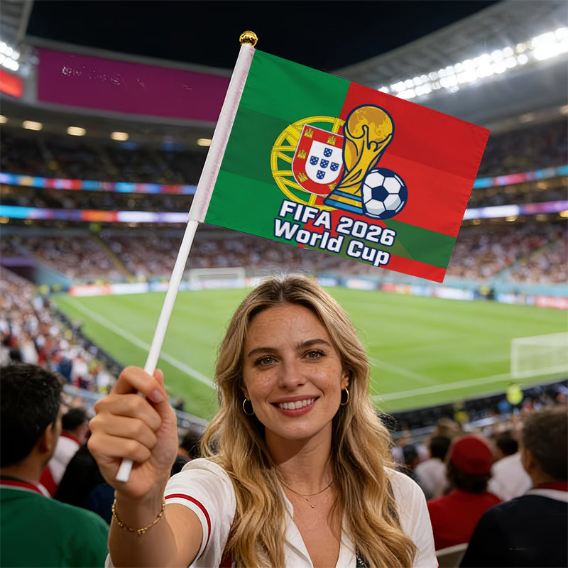 2026 World Cup Fan Cheer Handheld Banner with Portuguese Flag