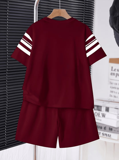 Boys' Casual 3D Printed Polyester Short Sleeve Set
